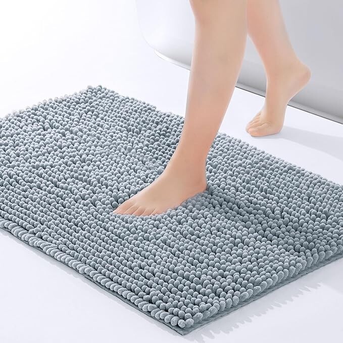 Soft Non-Slip Freshmint Chenille Bath Mat 24x17 Inch Washable Shower Rug