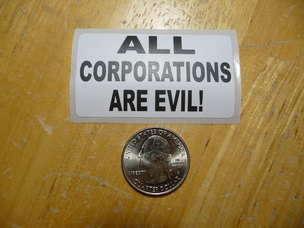 Anti-Corporate Sticker Decal 1-50 Bulk Pack Available