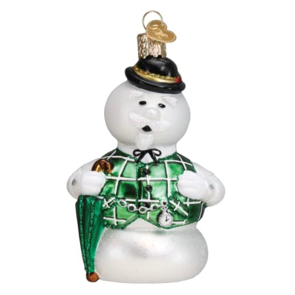 Old World Christmas Sam The Snowman Glass Ornament for Christmas 4 Inch FREE BOX