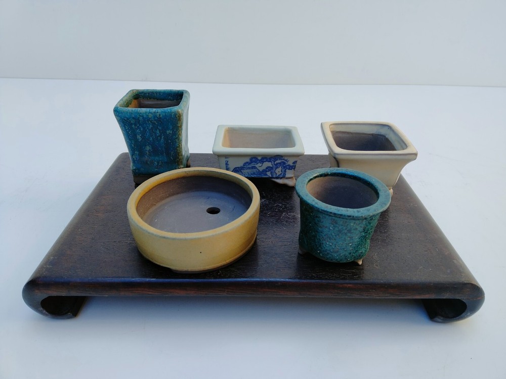 Bonsai Tree Pots TOEN Set of 5 Small Glazed Ceramic Containers
