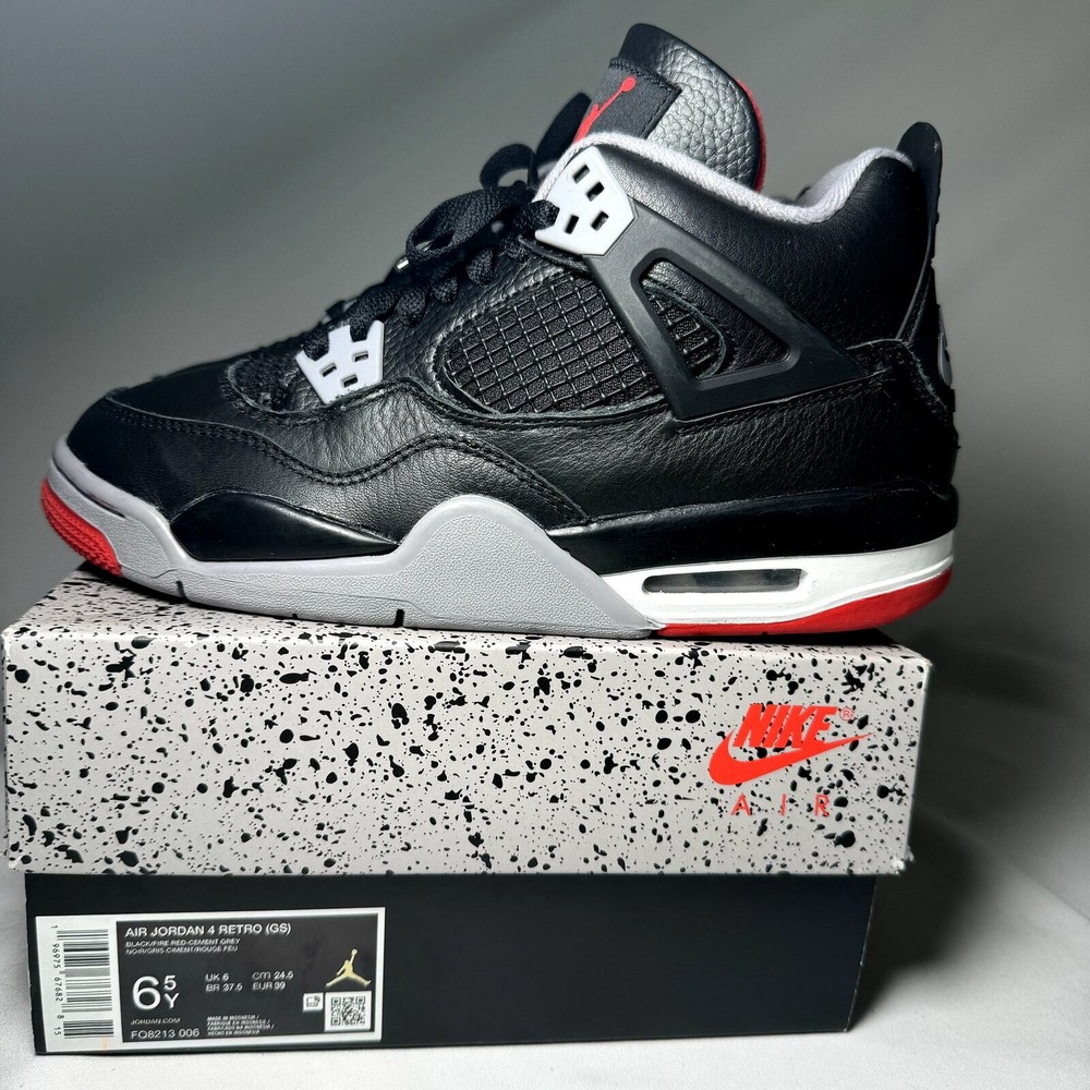 Nike Air Jordan 4 Retro GS Bred Reimagined Men's Shoes - Size 6.5 - FQ8213 006