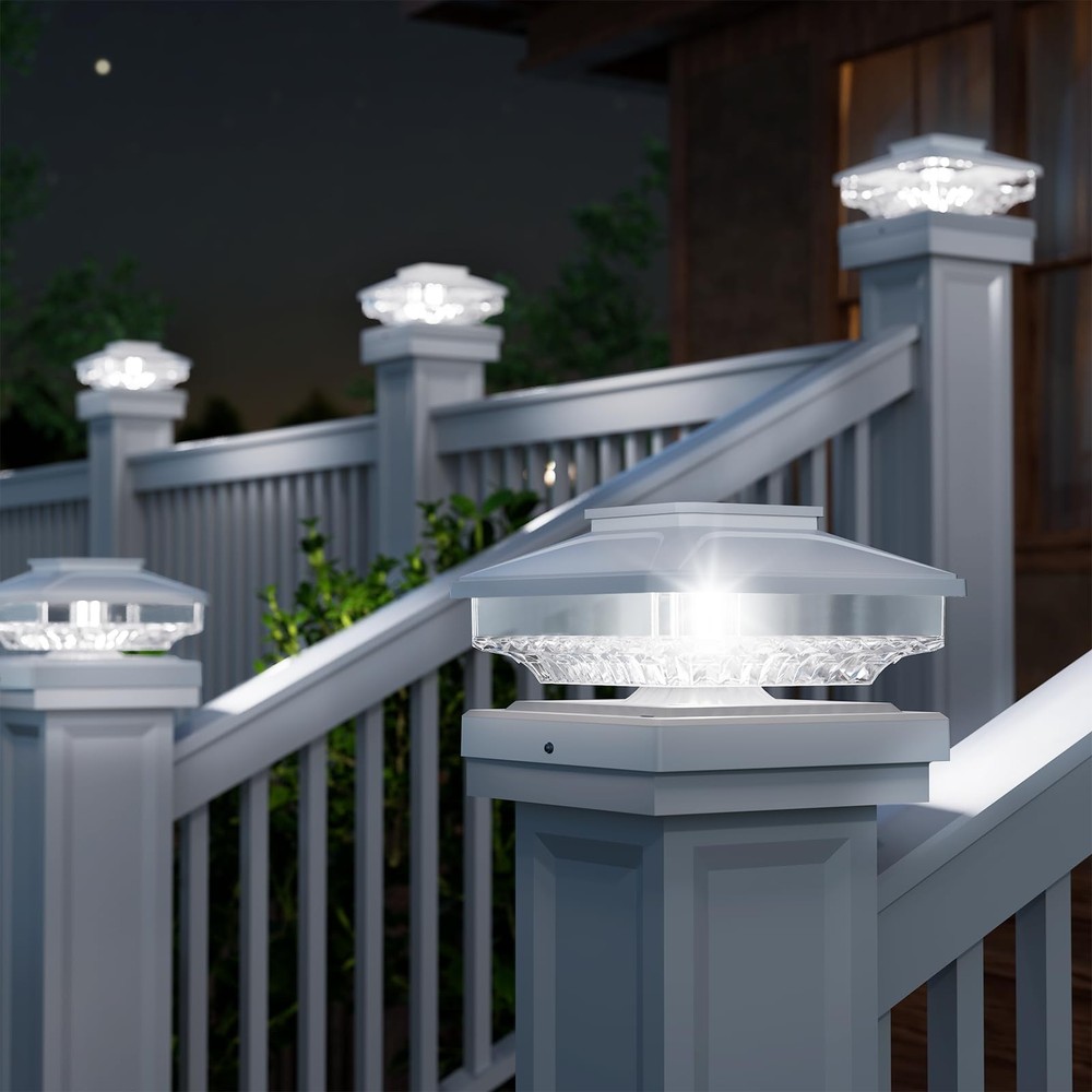 8 Pack Solar Fence Post Cap Lights Outdoor Waterproof High Brightness