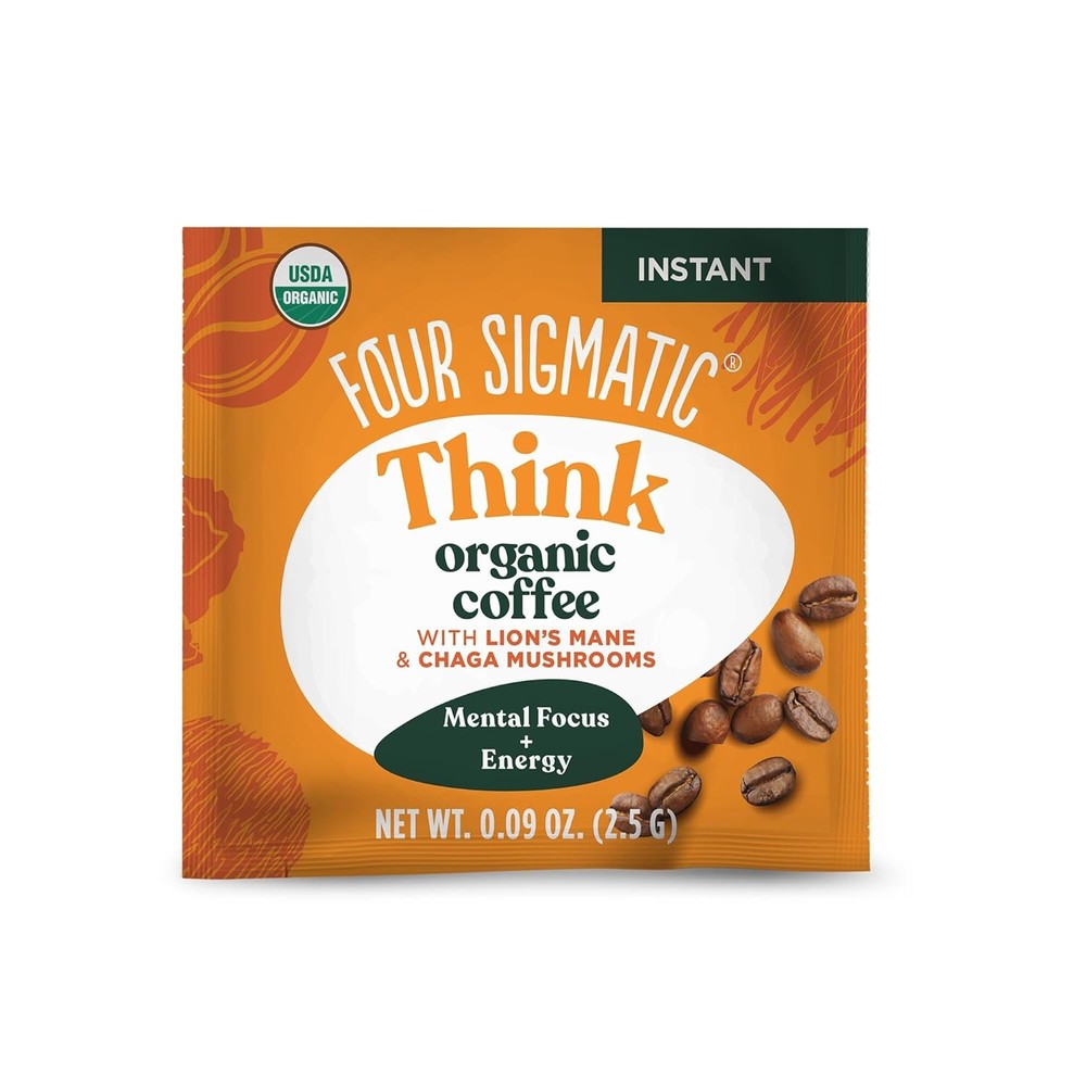 FOUR SIGMATIC Mushroom Coffee Mix, 0.09 OZ, Organic Lion's Mane & Chaga, Energy