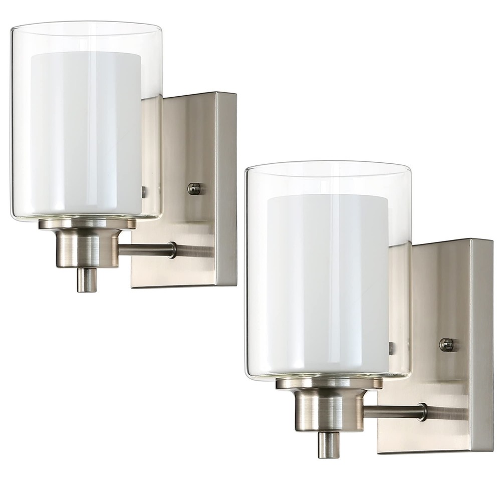 2 Pack Bath Vanity Light Fixtures 1-Light, Indoor Brushed Nickel Wall Light w...