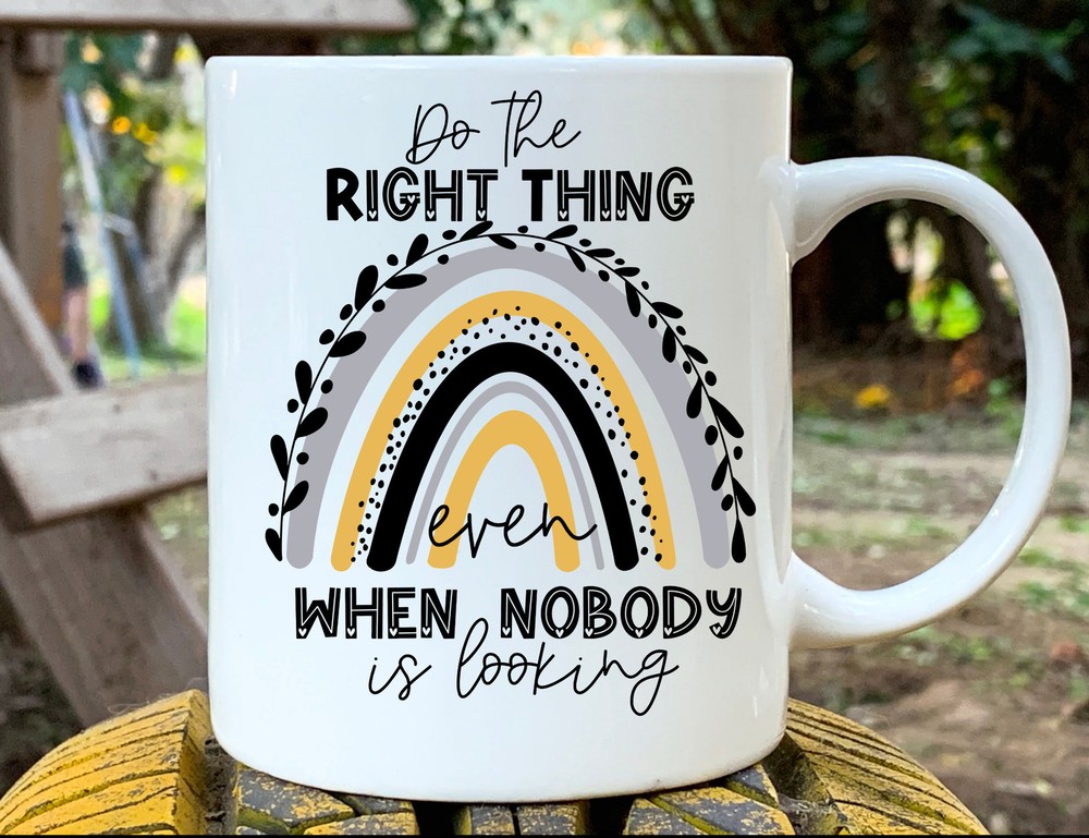Boho Rainbow Mug Do The Right Thing Motivational Cup  