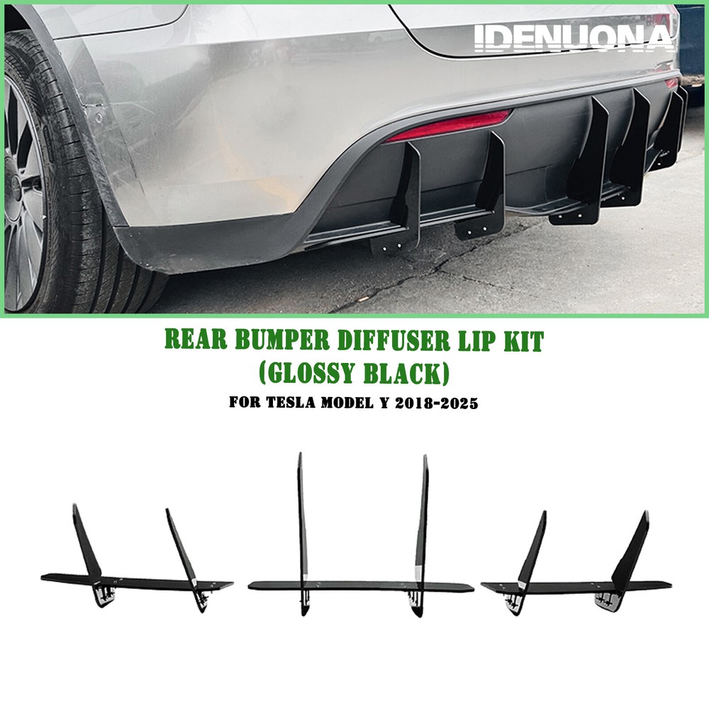 Gloss Black Rear Bumper Diffuser Lip Spoiler for Tesla Model Y 2018-2025