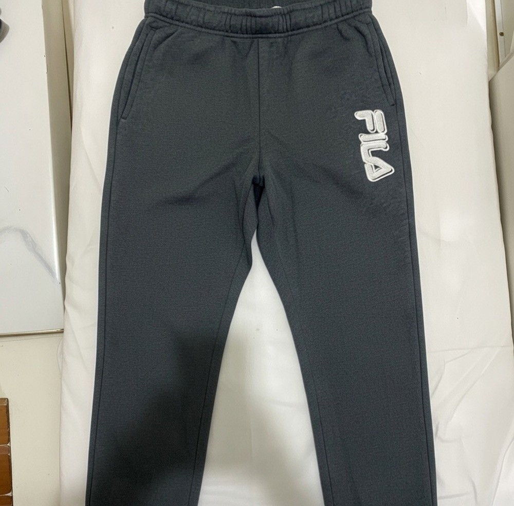 fila mens black track pants m vertical logo athletic joggers drawstring
