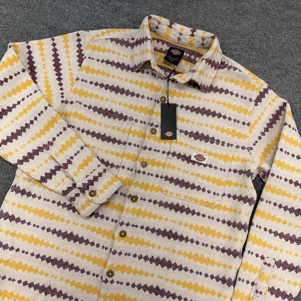 Dickies Falkville Heavy Shirt Jacket for Men in Cream Yellow Purple Workwear  