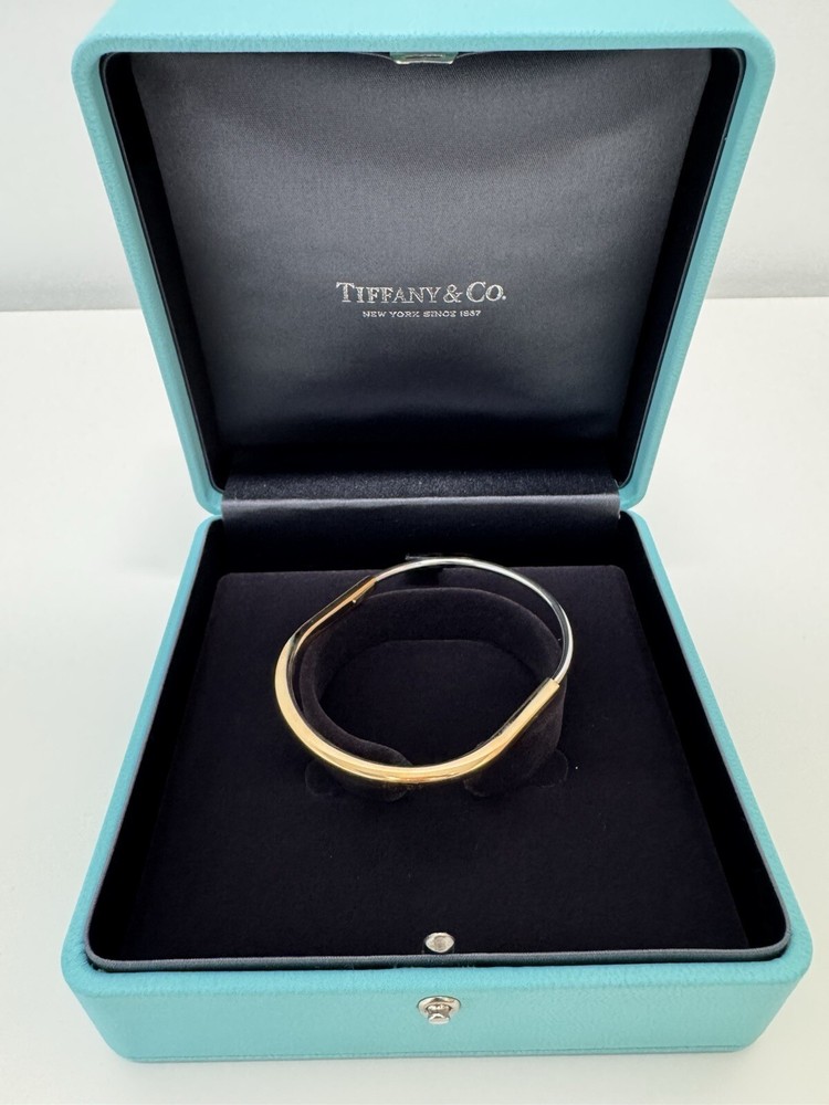 Tiffany & Co LOCK NARROW Bangle in Rose & White Gold - Size Medium - Bracelet
