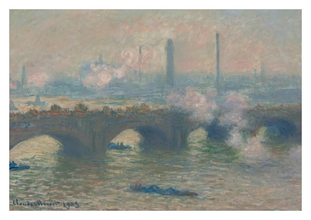 Waterloo Bridge Grey Day By Claude Monet Vintage Abstract Wall Art Poster Print