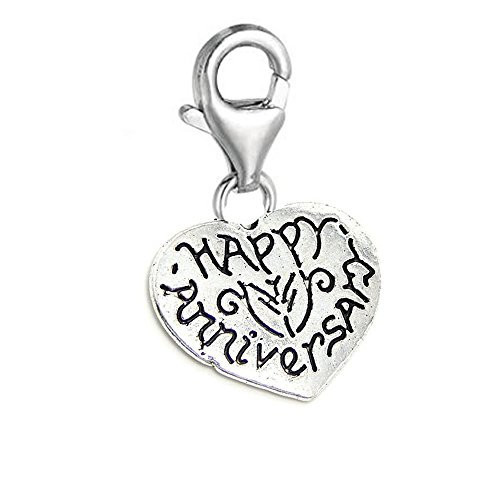 Happy Anniversary Clip On Charm Pendant for European Charm Jewelry w/ Lobster Cl