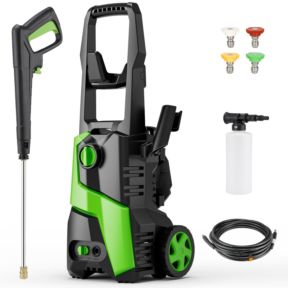 High-Power Electric Pressure Washer with Hose & 4 Nozzles for Cars & Patios