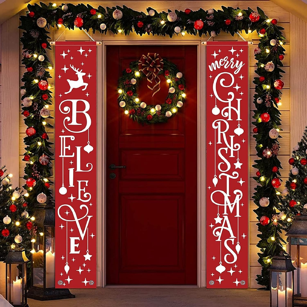 Merry Christmas Banner- Christmas Door Banner 71