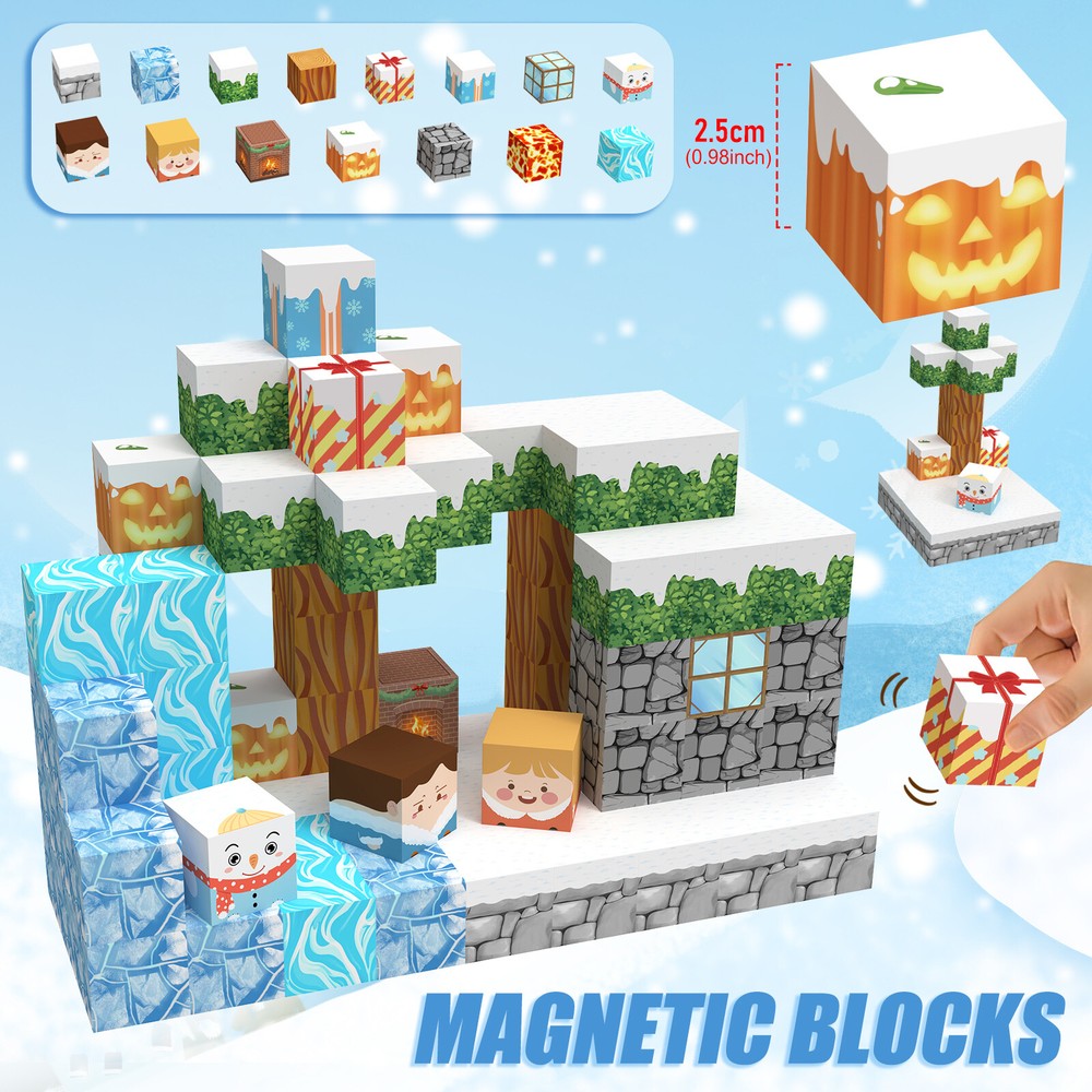 100pcs Magnetic Building Blocks Set Ice and Snow Magnet Kid Educational Toy