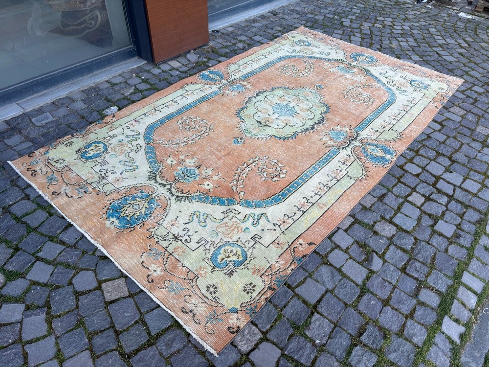 VINTAGE LARGE RUG, HANDMADE WOOL RUG, BOHEMIAN RUG, CARPET | 5,7 x 10,3 ft