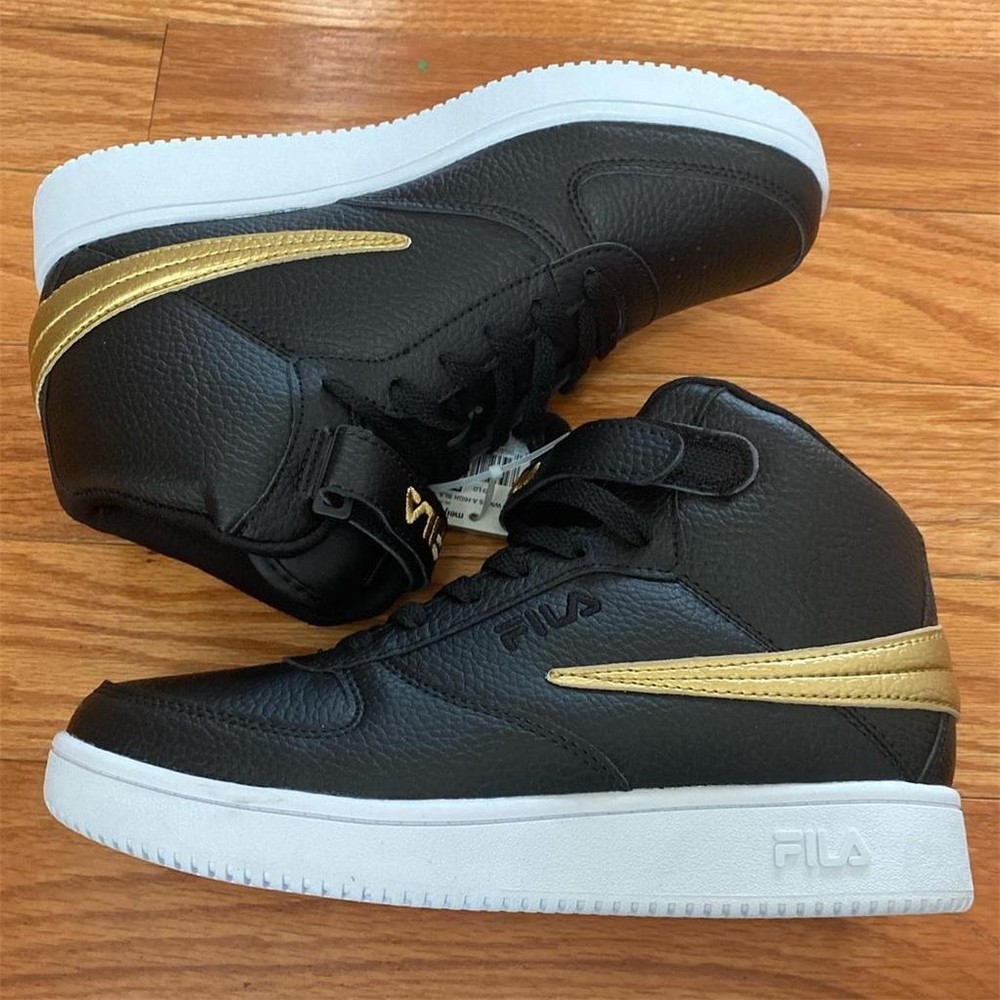 Womens FILA A-High Top Sneakers Shoes Size Trainer 6.5 8 8.5 Black Gold NWT
