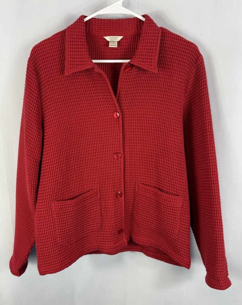 Christopher & Banks Red Waffle Jacket Women's Sz Small