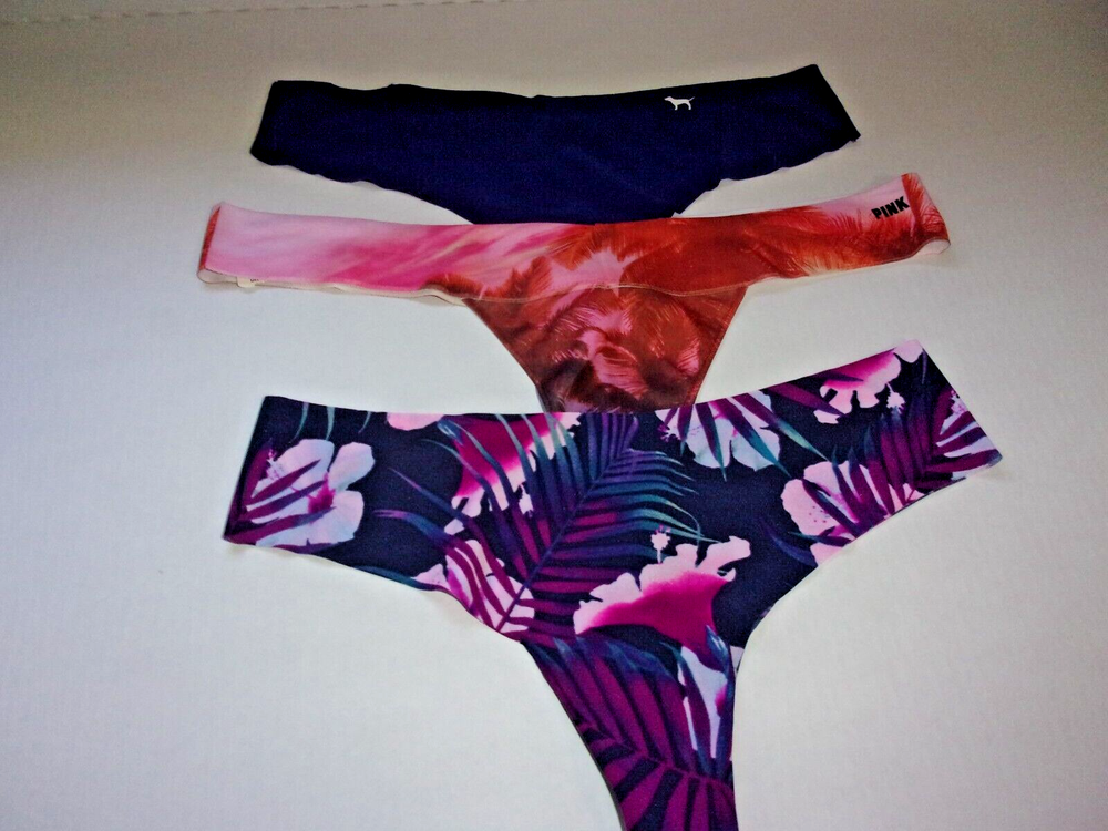 Lot of 3 PINK Victoria's Secret No Show Thongs M