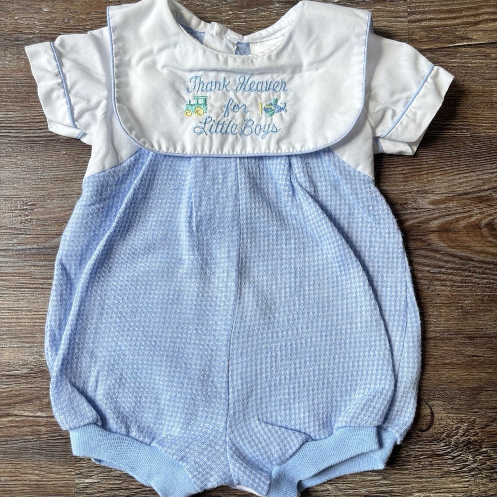 Vintage Alexis Baby Boy Bubble Thank Heavens For Boys Sz 3 Months