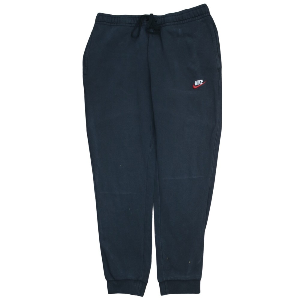Nike Mens Joggers Black Fleece Sweatpants Embroidered Swoosh Cuffed Ribbed L