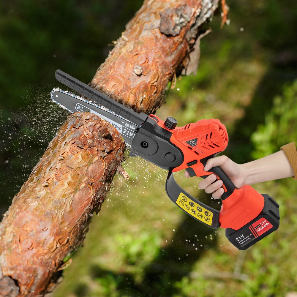 8-Inch Cordless Brushless Mini Chainsaw with DC Motor & Charger