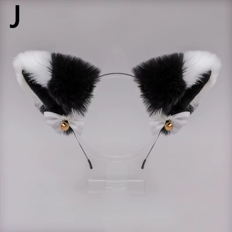 Cute Plush Cat Ear Bow Bell Headband Lolita Fox Ear Headdress Women Girl Masquer