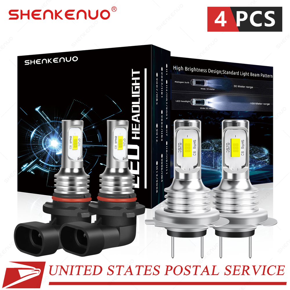 1997-2000 BMW 528i 9005 H7 LED Headlight Bulb Combo 6000K 4-Piece Kit