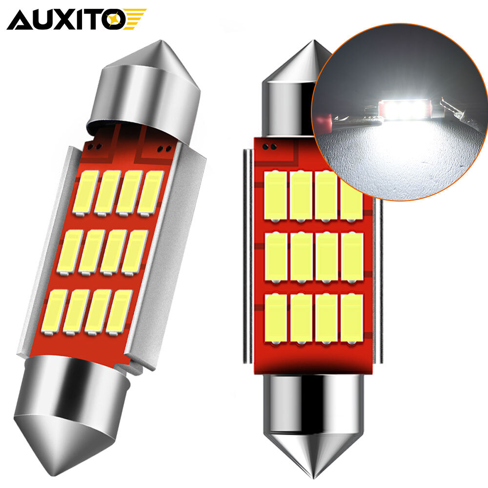 2pc Super Whhite 36mm Festoon 239 LED C5W Bulbs For Interior Map Dome Lights