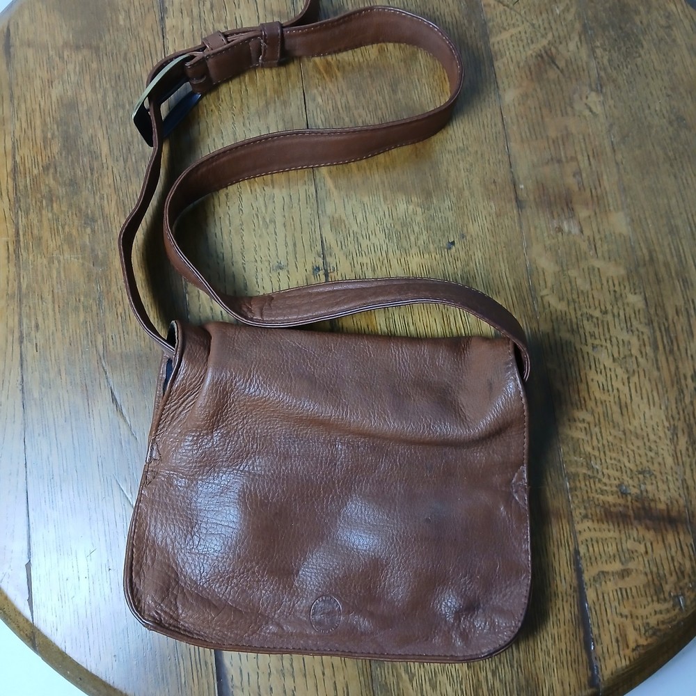 Levenger Cross Body Hobo Bag - Brown Leather