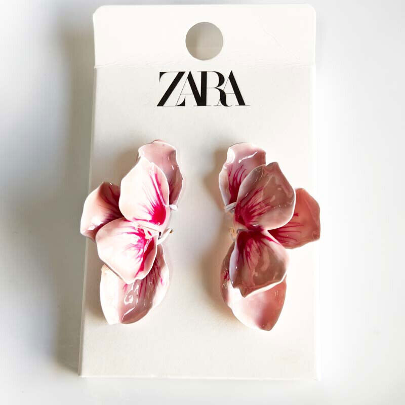 Zara Enamel Flower Statement Stud Earrings Fashion Jewelry Gift for Women