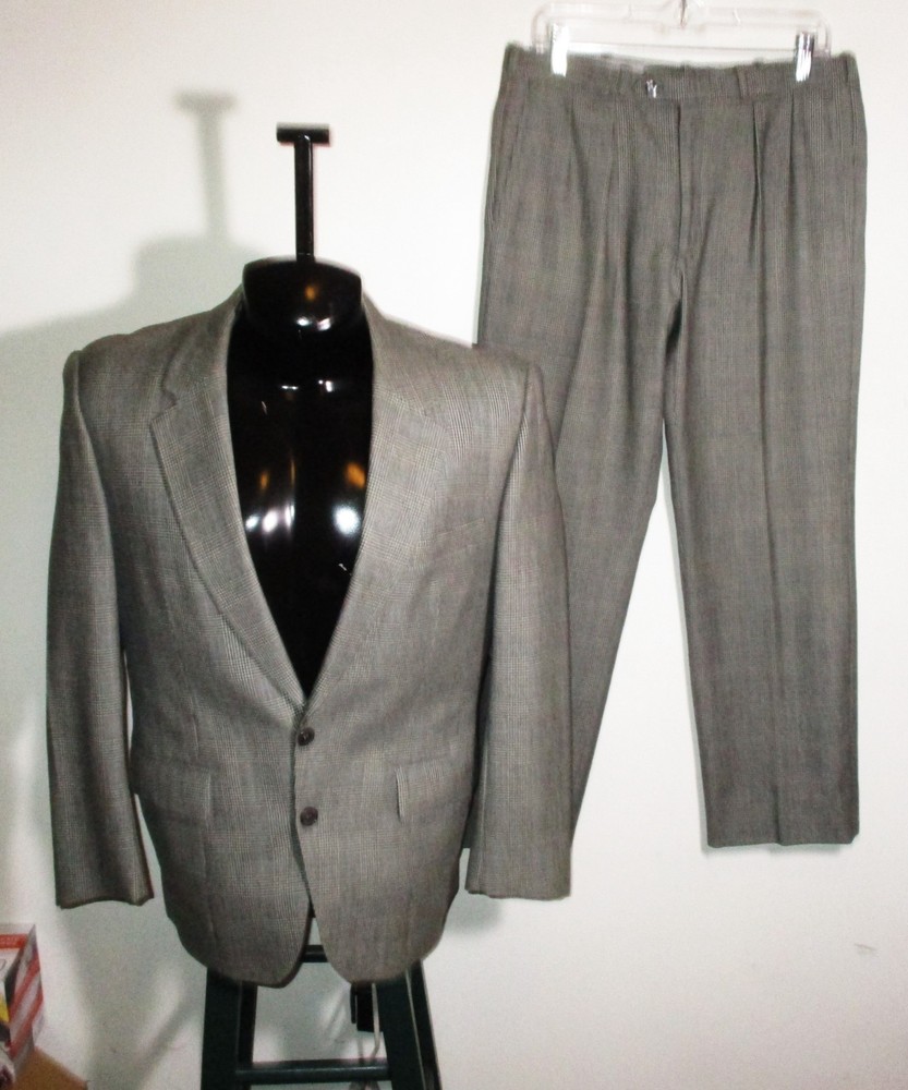 GIRALT Gray 100% Wool 2 Pc Suit Men's Size 38 Short, 33X30