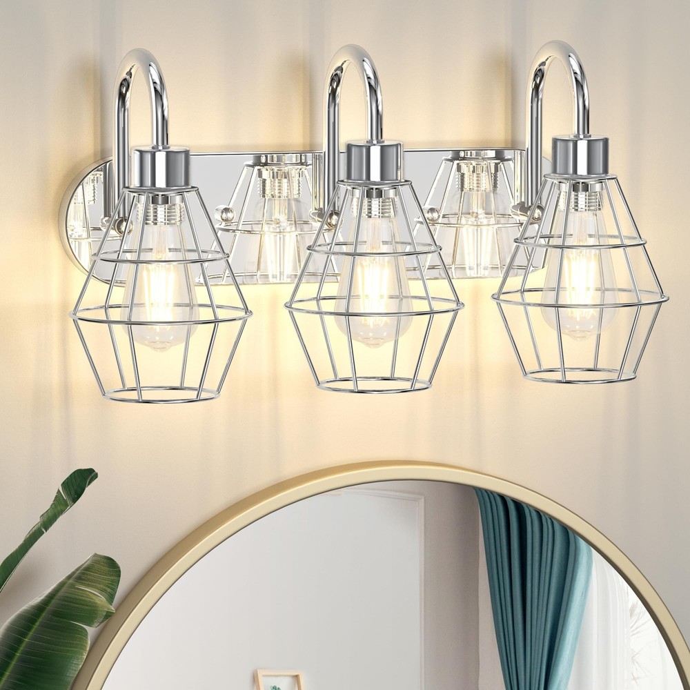 Bathroom Vanity Light Fixtures, 3-Light Bathroom Lighting Fixtures Over Mirro...
