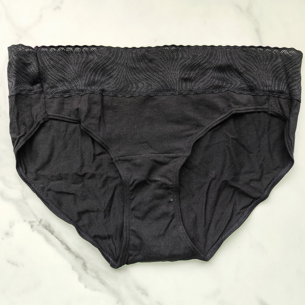 Soma Cotton Modal Lace Hipster Panty Black Size M
