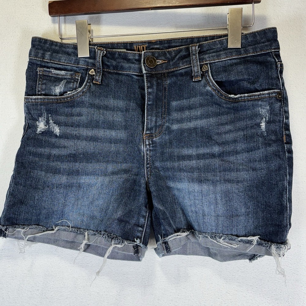 KUT from the Kloth Katy Boyfriend Shorts Denim Distressed Cuffed Womens Size 8