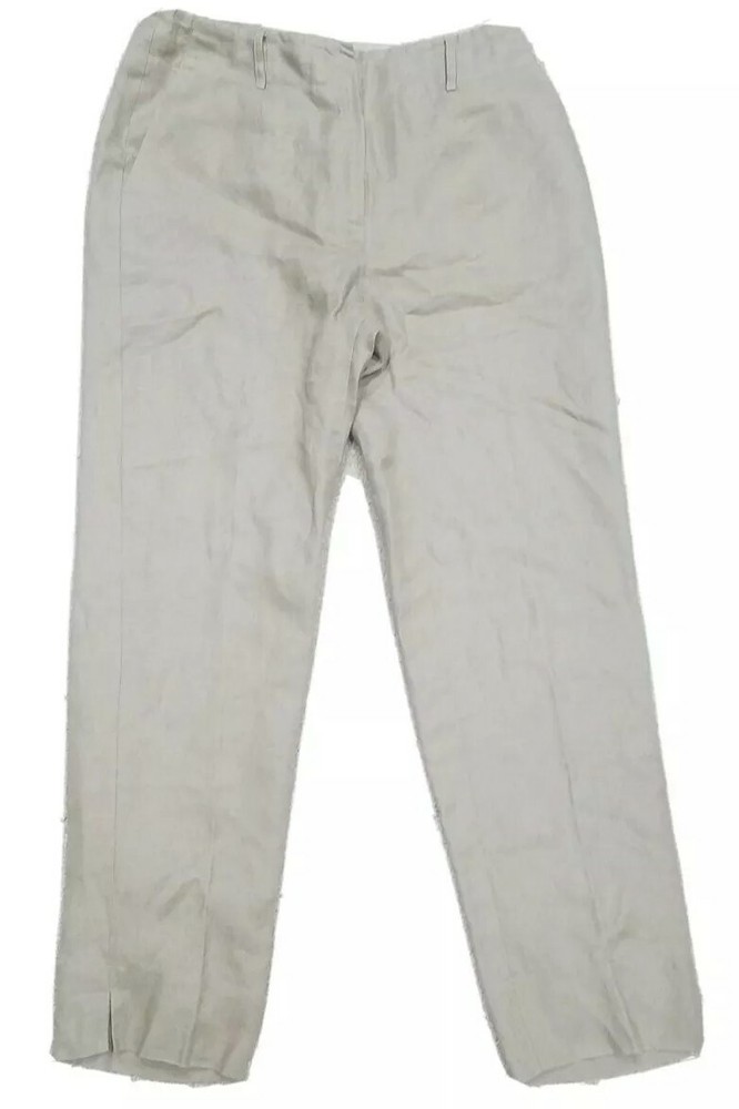 Womens Talbots Irish Linen lined khaki pants tapered leg sz 8 high rise waisted