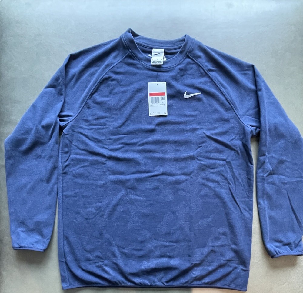 Nike Dri-FIT Golf Crewneck Sweater Navy-White Mens Size Large DR5284-410