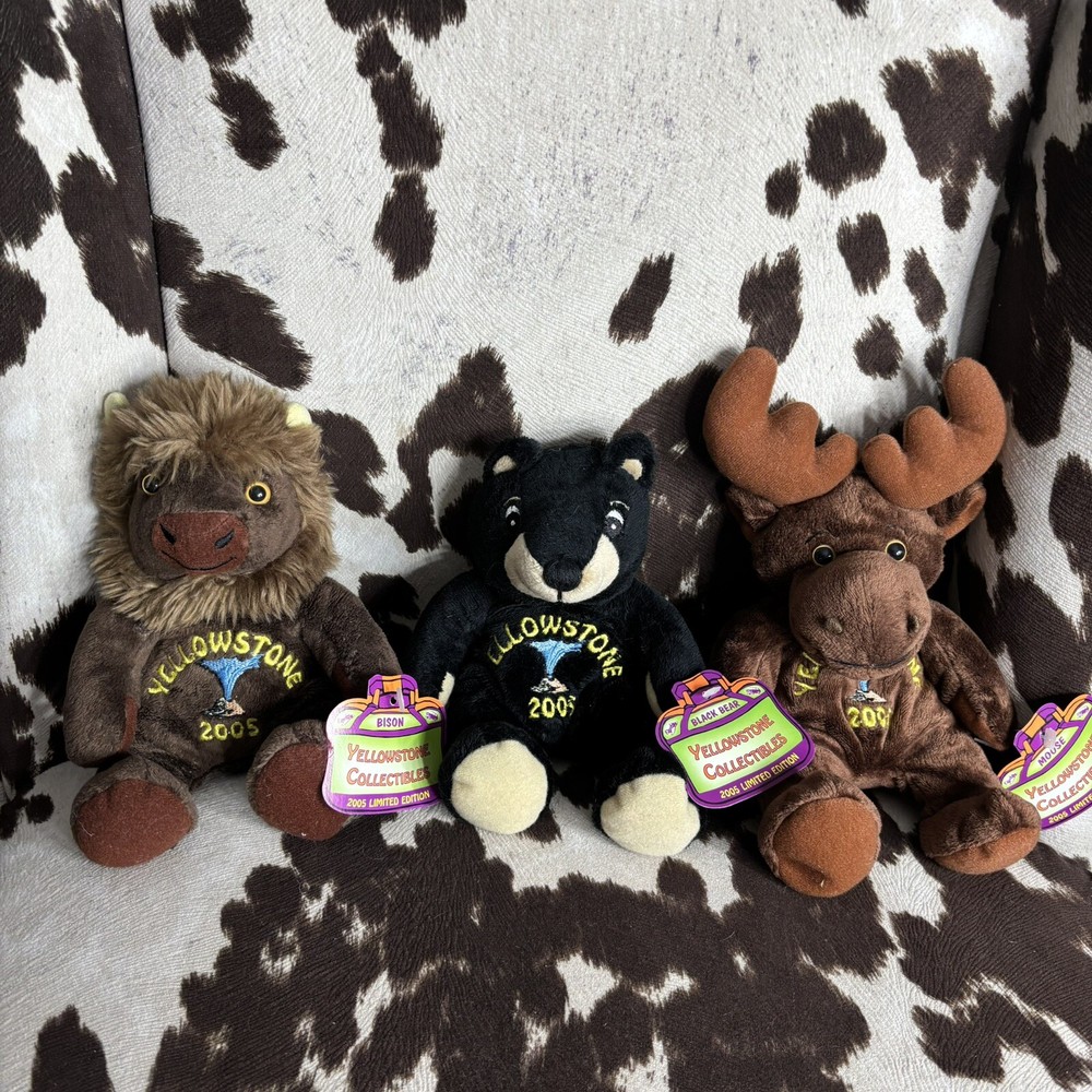 Vintage 2005 Yellowstone LE Plush Lot Moose Bear Bison NWT Collectibles