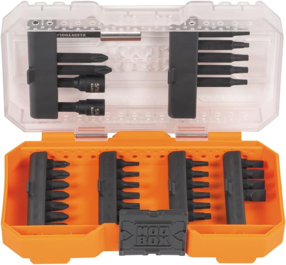 Klein Tools 33800 35-Piece S2 Steel Impact Driver Bit Set in Orange