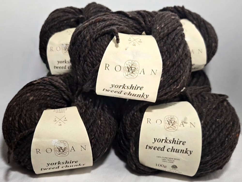 RARE Vintage Rowan YORKSHIRE TWEED CHUNKY Yarn Lot of 10 Skeins  Color 554 Stout