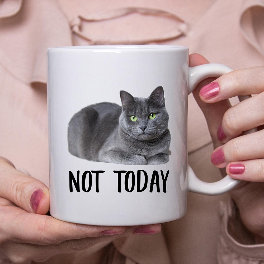 Funny Russian Blue Cat Blue Not Today Cat Mug Lazy Gift For Cats Lovers Coffee