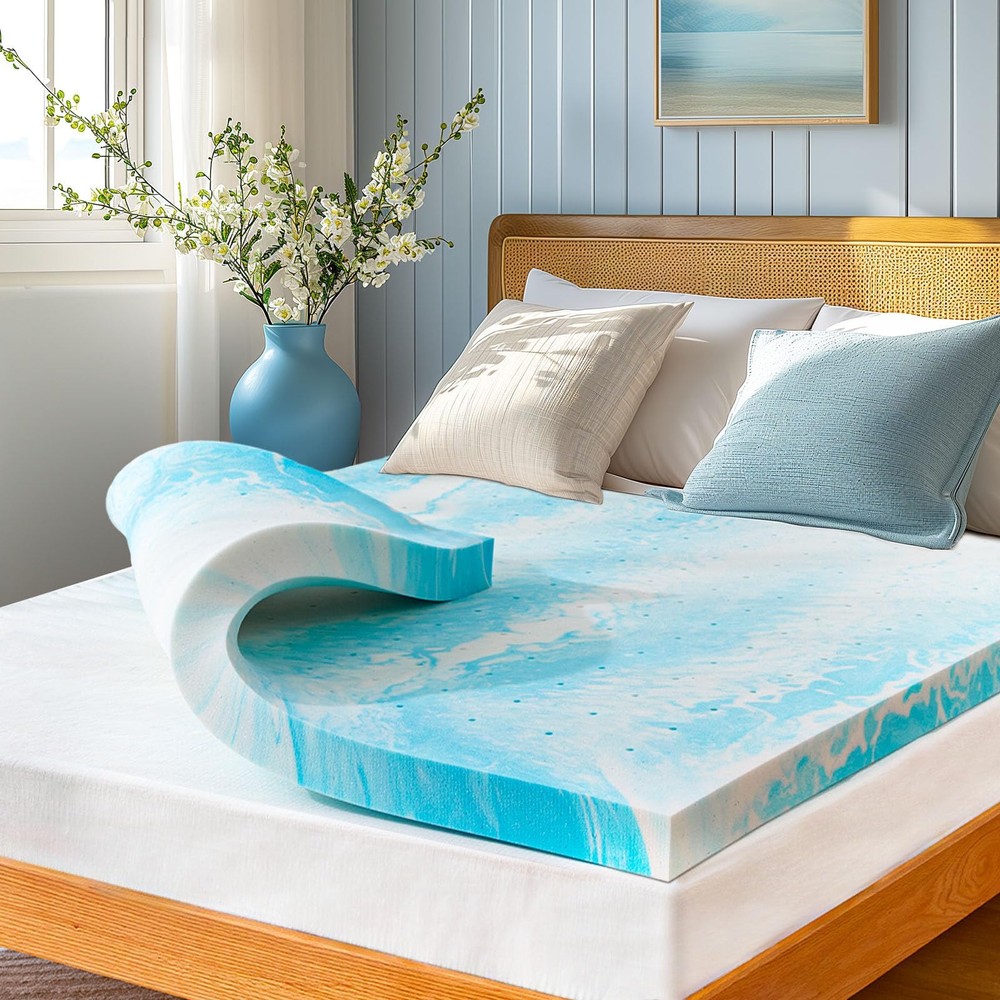 3-inch Queen Memory Foam Mattress Topper, Gel Infused Cooling Mattress Topper...