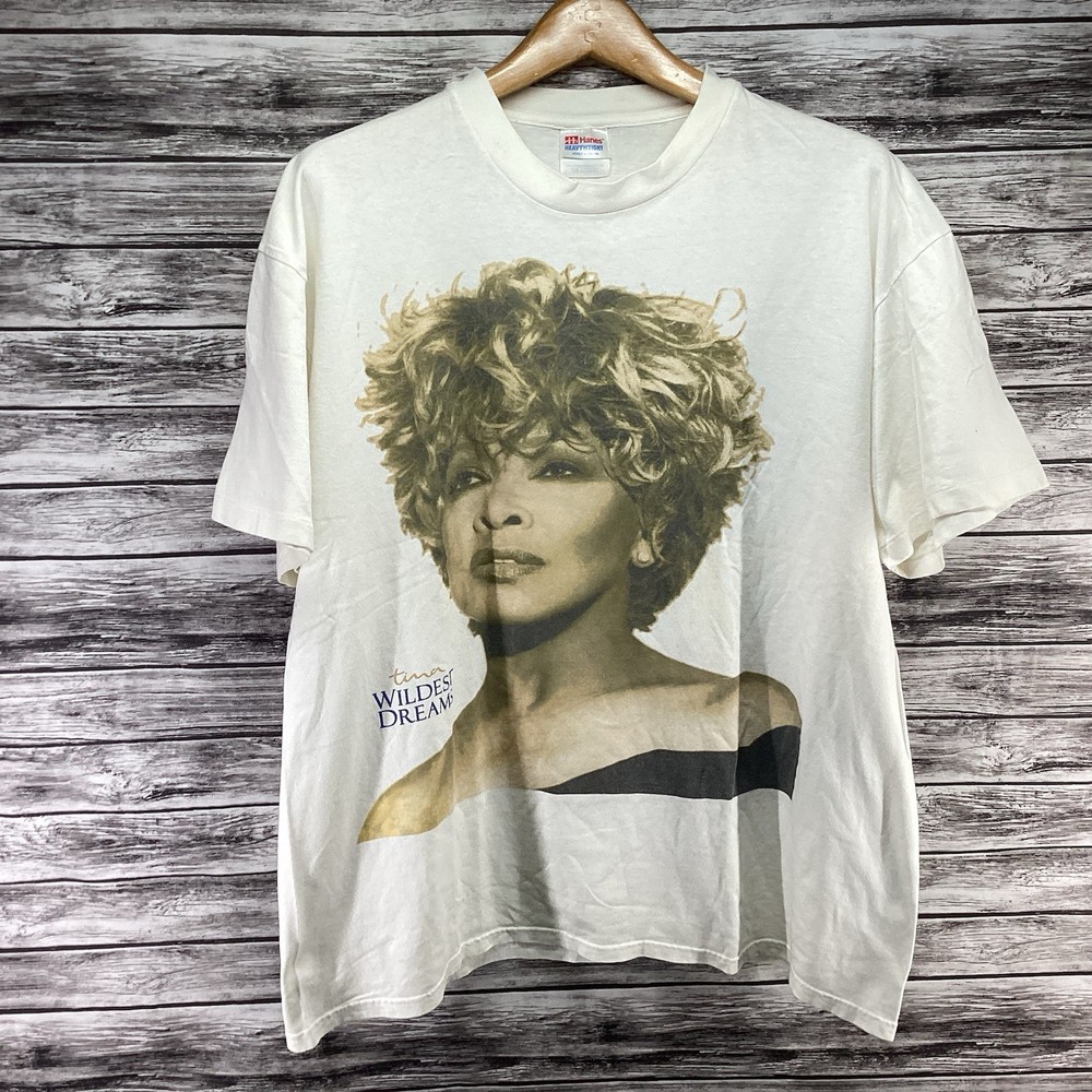 Vintage Tina Turner Shirt Men XL White Hanes Wildest Dreams Tour Graphic Tee 90s