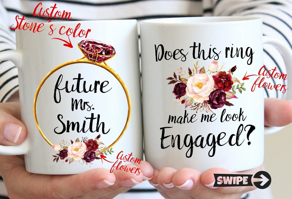 Does This Ring Make Me Look Engaged Personalized Wedding Gift Mug Future Mrs.