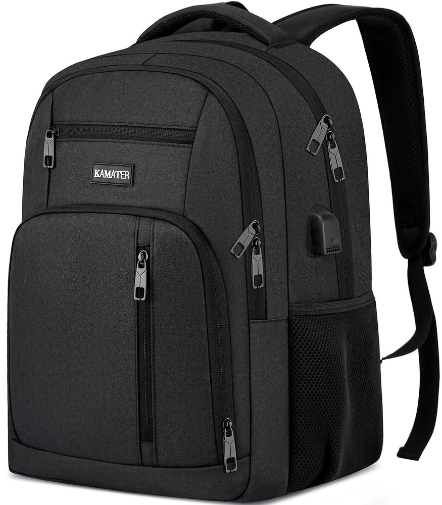 Stylish Black School Backpack for Teens Boys Girls with 15-Inch Laptop Compartment