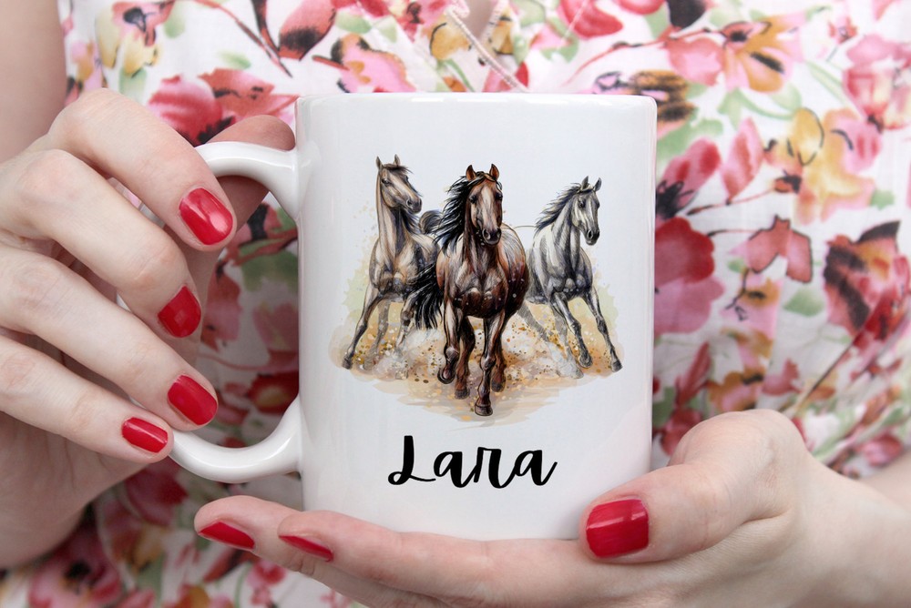 Horse Mug Watercolour Horse Design Personalised Any Name Horse Lover Horse