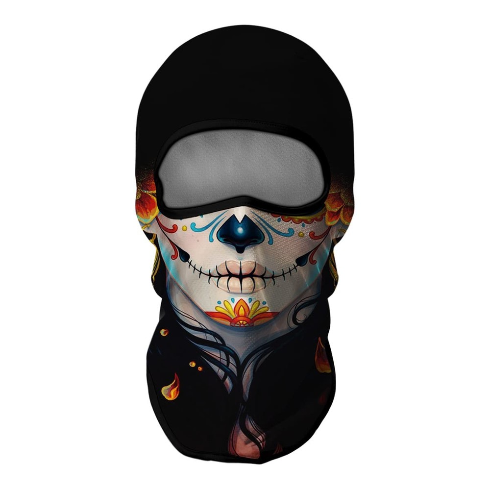 Skull Print Balaclava Face Mask for UV Sun Protection Motorcycle Ski Scarf