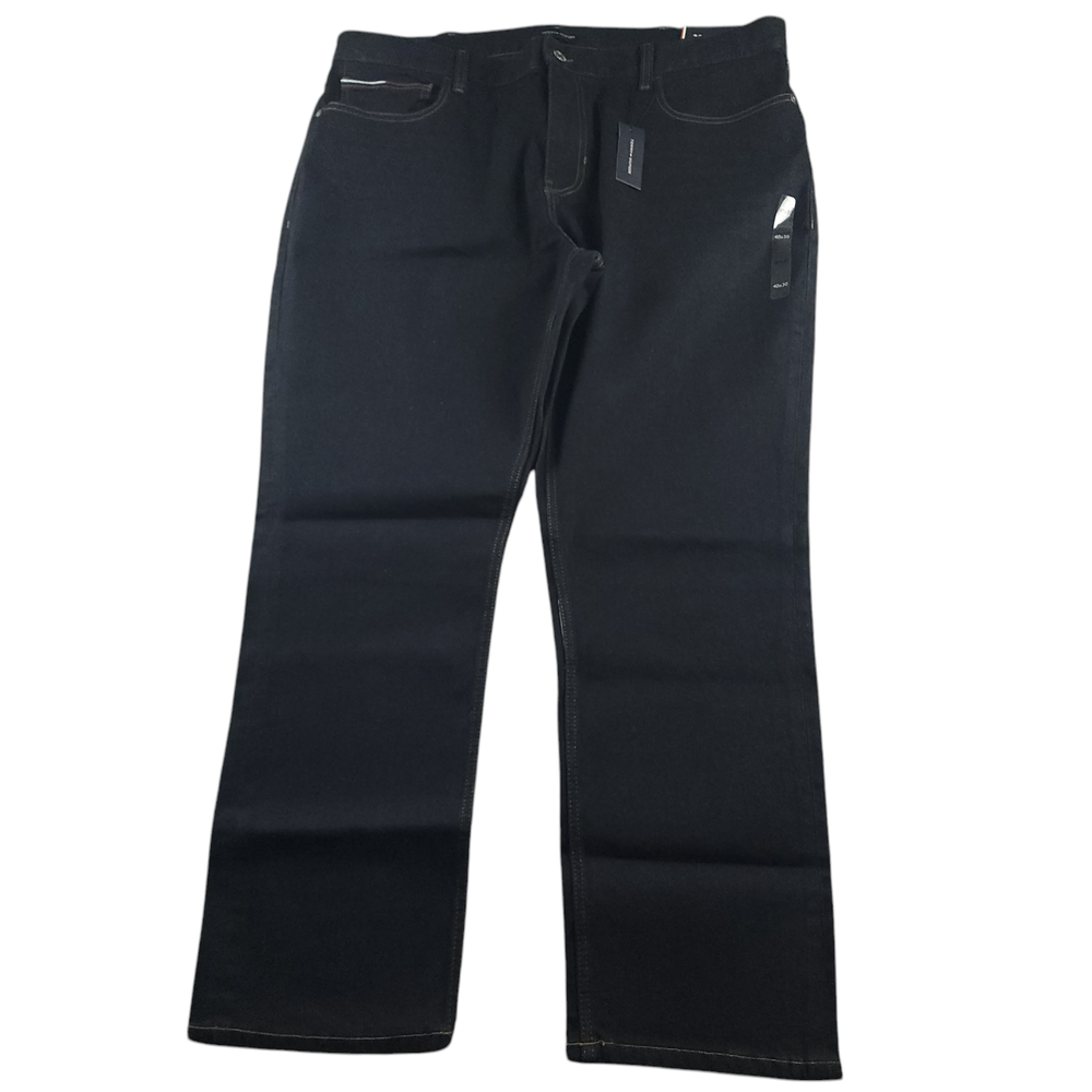Tommy Hilfiger Mens 40x30 Stretch Straight Jeans in Recycled Cotton Rinse Wash