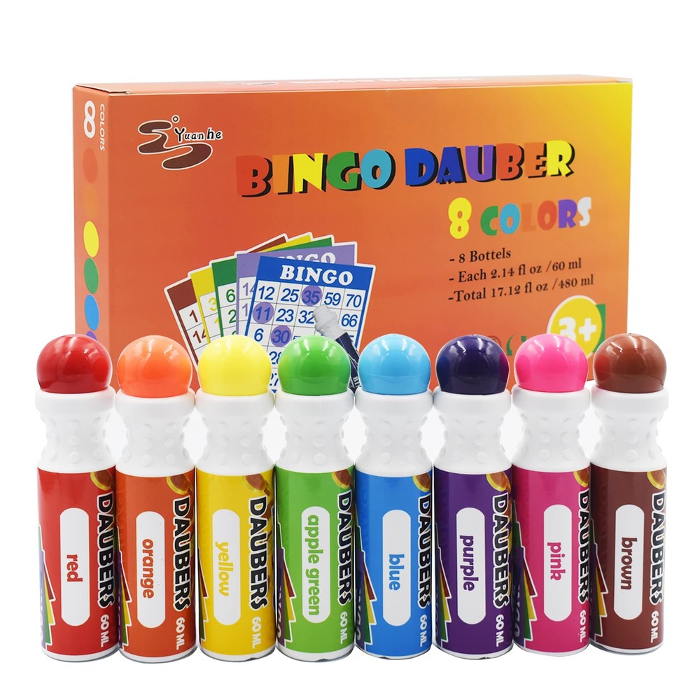 Bingo Daubers Dot Markers - Mixed Colors Set of 8 Pack