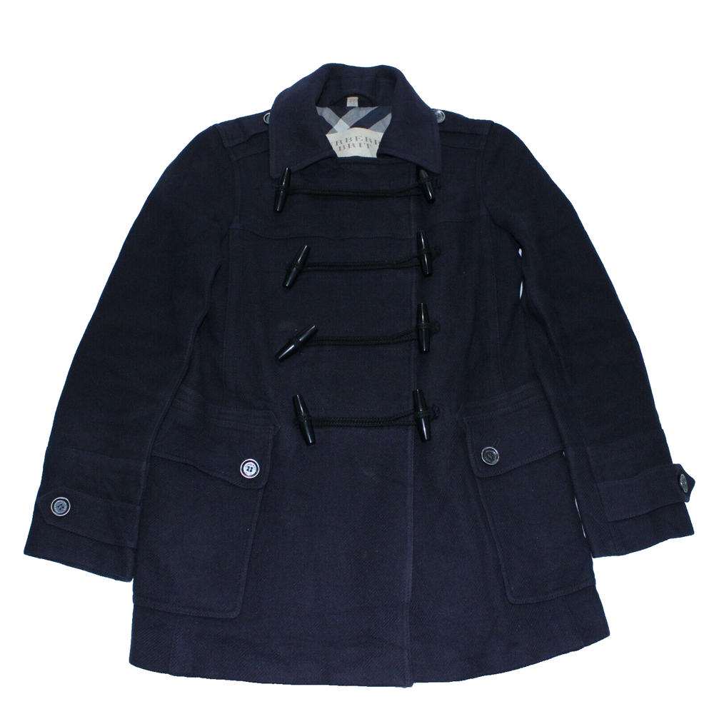 Burberry Wool Duffle Coat Womens UK 8 Cashmere Double Breasted Check Lining