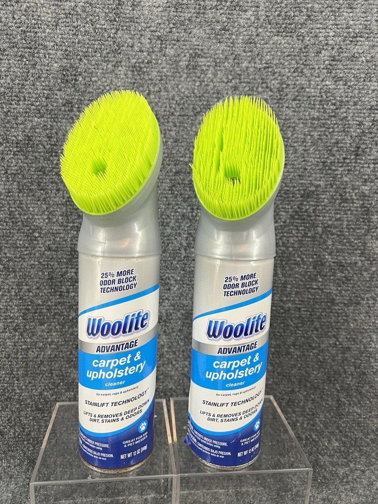 2 Woolite Carpet & Upholstery Foam Cleaners - Stain & Odor Remover with Brush